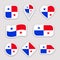 Panama flag stickers set. Panamanian national symbols badges. Isolated geometric icons. Vector official flags collection. Sport pa