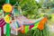Panama Hacia town, multicolored embroidered hammock and rocking chair
