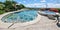 Panama, Los Molinos, infinity pool on a sunny day