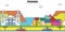 Panama outline city skyline, linear illustration, banner, travel landmark