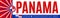 Panama patriotic banner design, typographic vector illustration, Panamanian flag colors