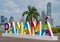 Panama sign - famous landmark in Panama City