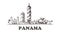 Panama sketch skyline. Panama hand drawn illustration