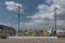 Panama skyline of the city from the marina of perico island at the amador causeway