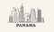 Panama skyline, drawn sketch illustration big city