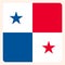 Panama square flag button, social media communication sign