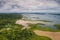 Panama. Tropical Island Aerial View. Wild coastline, Bocas del Toro, Central America, Panama.