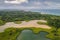 Panama. Tropical Island Aerial View. Wild coastline, Bocas del Toro, Central America, Panama.