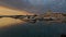 Panarama of luxury yachts docked in sea port at sunset, Sochi, timelapse video