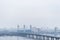 Panarama view on city in fog