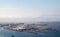 Panaramic view of Vigo bay port and docks from the grounds of Castelo do Castro
