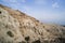 Panaroma of dry ridge mountains on a fine day against a clear blue sky with copy space above. Hot climate of middle east, Israel