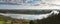 Panaroma at the walhalla with the view to the danube valley in early spring. Reflection from the clouded sky in the