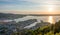 Panaromic aerial view of Bergen city from the Floyen mountain view point.