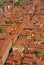 Panaromic view of typical local architecture buildings taken from Asinelli Tower, Bologna, Emilia Romagna region in Northern Italy