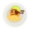 Pancake with Berries and Chocolate Cream Arranged in the Shape of Pirate Face on Plate Above View Vector Illustration