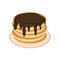 Pancake with chocolate and blueberries on a plate in vector flat single element for design. style, food, american dessert