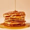 Pancake with honey with simple background- generative Ai illustration