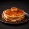 Pancake with honey with simple background- generative Ai illustration