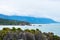 Pancake rocks, West coast, New Zealand. Cloudy day