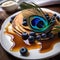 A pancake turned into a peacock, with syrup-drenched feathers and blueberry eyes5