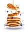 Pancakes with blueberries and maple syrup isolated cutout. Vector illustration.