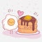 Pancakes butter syrup and fried egg menu restaurant food cute
