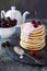 Pancakes with cherry yoghurt and fresh cherries