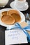 Pancakes and a cup of coffee for father. Father`s day concept