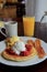 Pancakes and eggs benedict