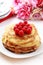 Pancakes with fresh raspberries