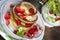 Pancakes with fresh strawberries