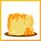 Pancakes. Honey. Pancake week. Spring festival meeting. isolated on white background. Vector illustration