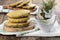 Pancakes made from corn flour with spinach and herbs