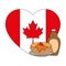 pancakes with maple syrup and heart canadian flag