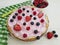 Pancakes morning berries, raspberries, nutrition blueberries, breakfast strawberry yogurt on a wooden background
