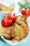 Pancakes potato with tomatoes