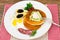 Pancakes with Quail Eggs, Cold Meats, Pastry Spoon