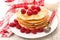 Pancakes with raspberries fruits