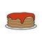 Pancakes stack with jam or honey color icon