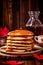 Pancakes stack with maple syrup. Gnerative Ai image