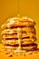 Pancakes stack with oozing white chocolate and honey. Generative Ai image