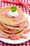 Pancakes with stewed rhubarb