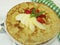 Pancakes with strawberry apple breakfast berry cooking nutrition cooking mint fork towel on white wooden