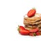 Pancakes with Strawberry isolated on a White Background