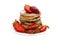 Pancakes with Strawberry isolated on a White Background