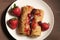 Pancakes with strawberry jam.