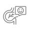 Pancreas with happy face in speech bubble line icon. Healthy organ digestive and endocrine system symbol