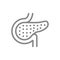 Pancreatitis line icon. Enlarged pancreas, pancreatic insufficiency symbol