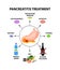 Pancreatitis treatment. The structure of the stomach and pancreas. Infographics. Vector illustration on isolated